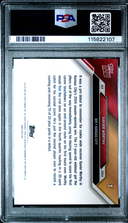 2024 Topps Now #1 Xavier Worthy Blue PSA 10