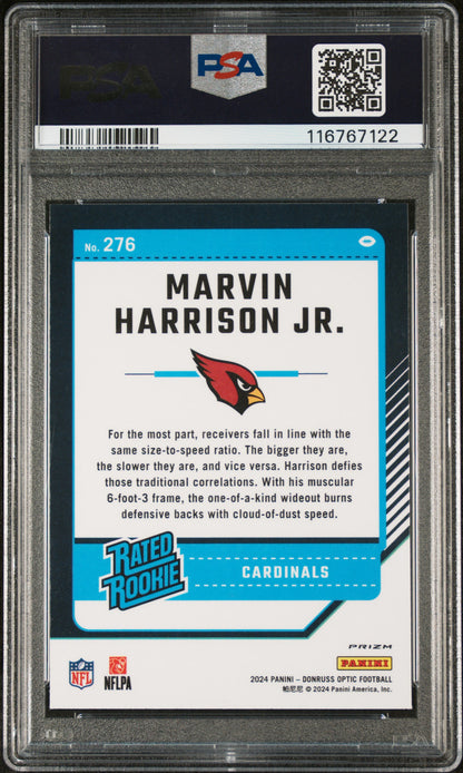 2024 Panini Donruss Optic #276 Marvin Harrison Jr. Red Hyper PSA 10