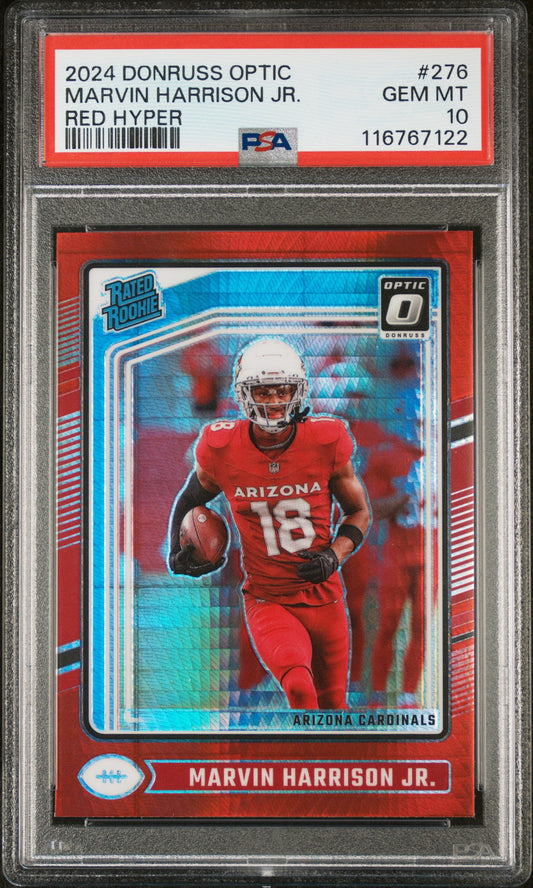 2024 Panini Donruss Optic #276 Marvin Harrison Jr. Red Hyper PSA 10