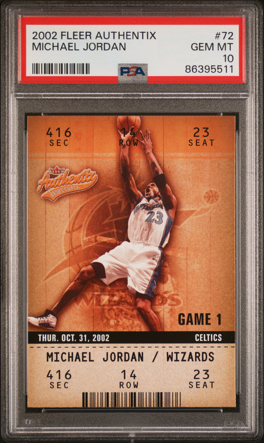 2002 Fleer Authentix #72 Michael Jordan PSA 10