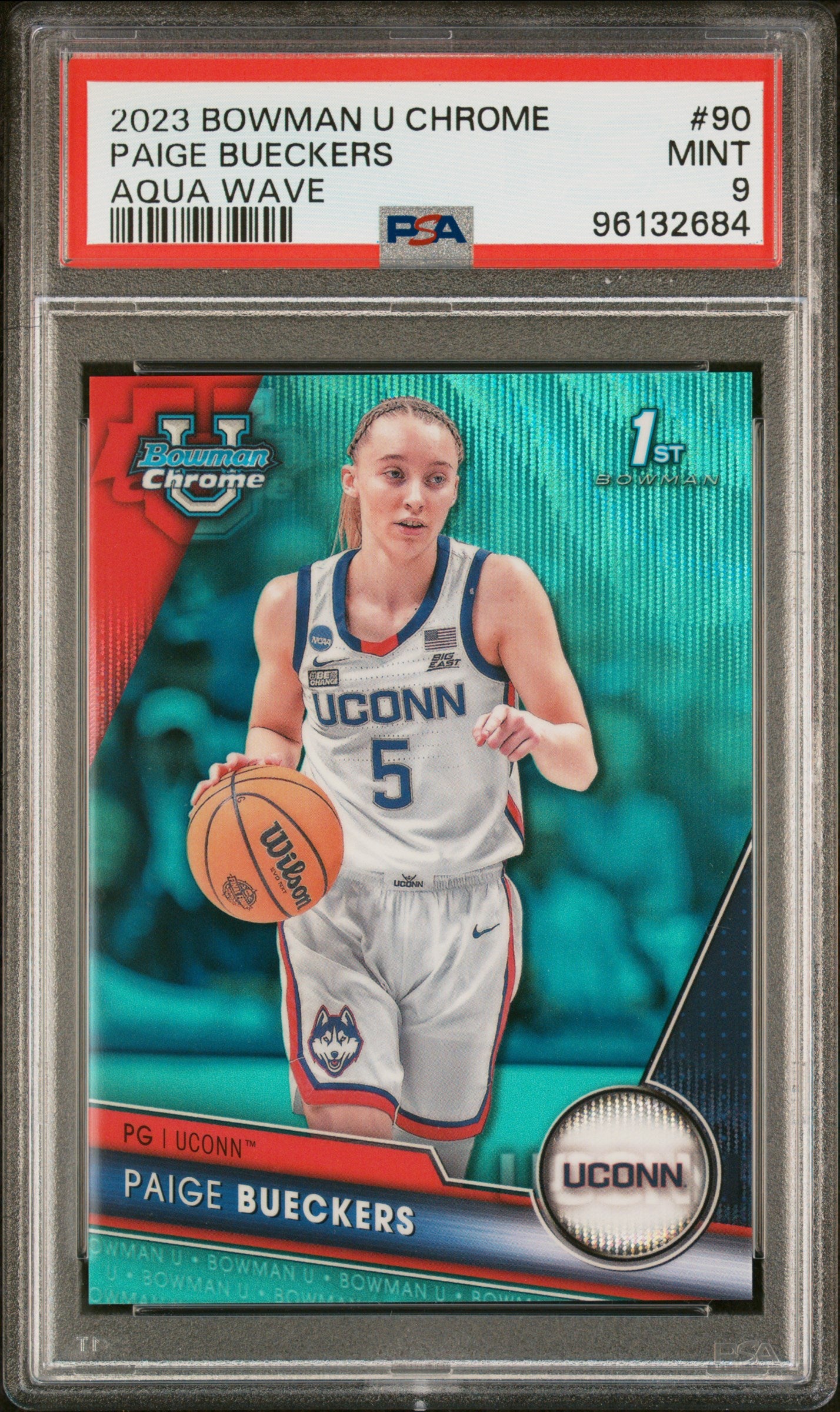 2023 Bowman University Chrome #90 Paige Bueckers Aqua Wave PSA 9