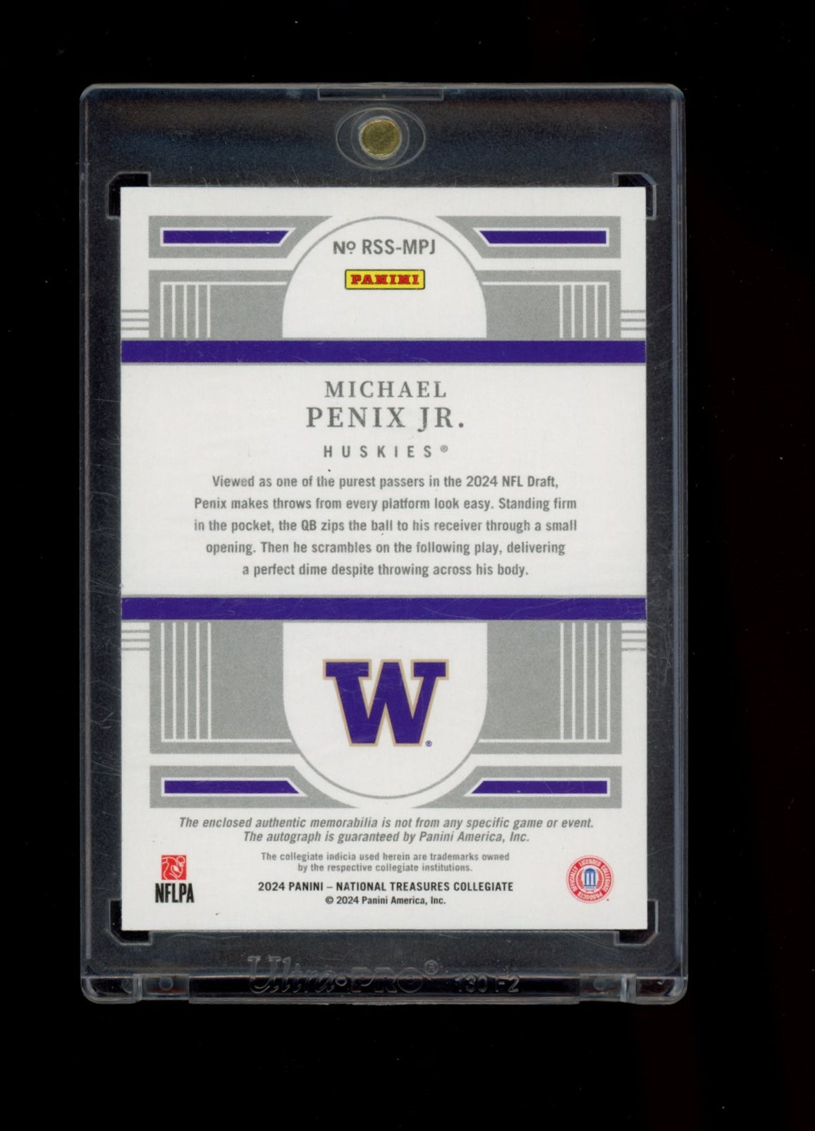 2024 Panini National Treasures Collegiate Michael Penix Jr. RSS-MPJ RPA /25