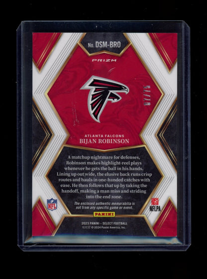 2023 Panini Select #DAM-BRO Bijan Robinson Draft Mem White Prizm #7/75 JRSY #