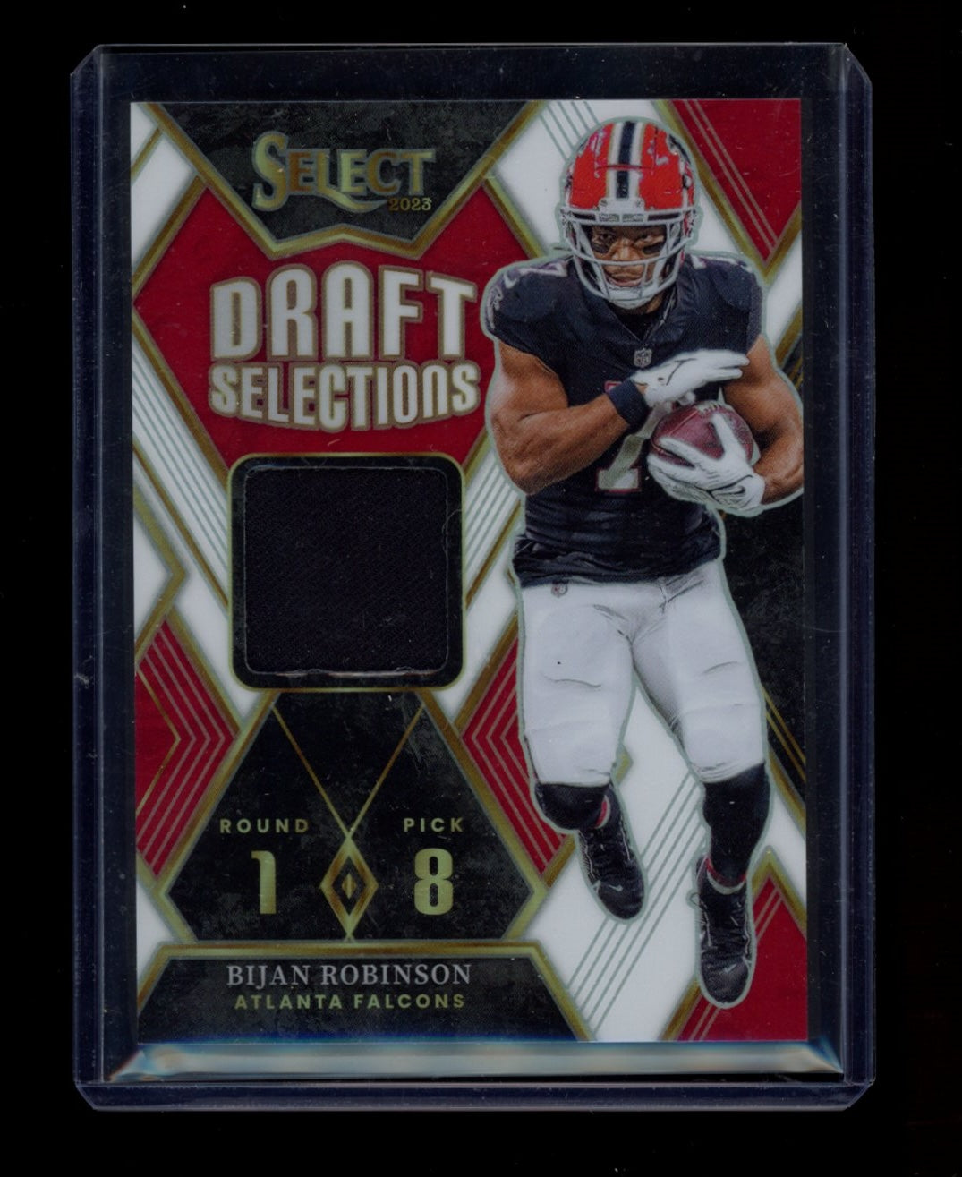 2023 Panini Select #DAM-BRO Bijan Robinson Draft Mem White Prizm #7/75 JRSY #