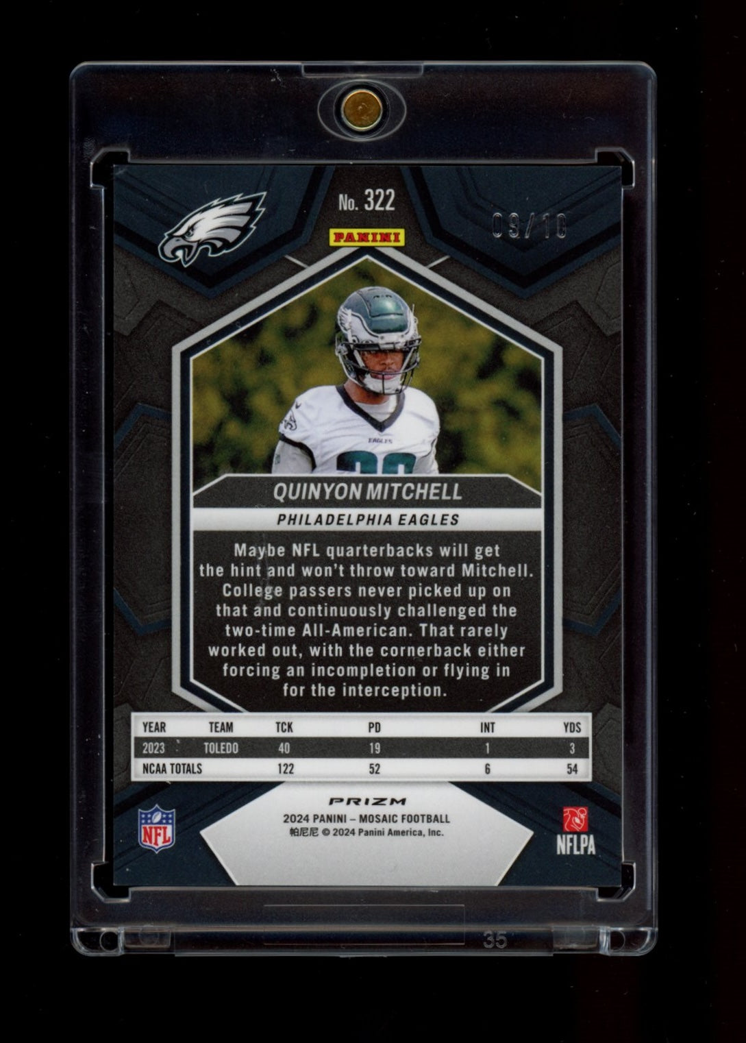 2024 Panini Mosaic #322 Quinyon Mitchell Mosaic Gold #/10