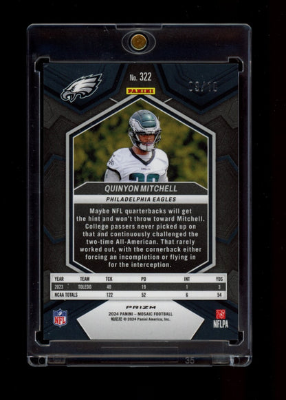 2024 Panini Mosaic #322 Quinyon Mitchell Mosaic Gold #/10