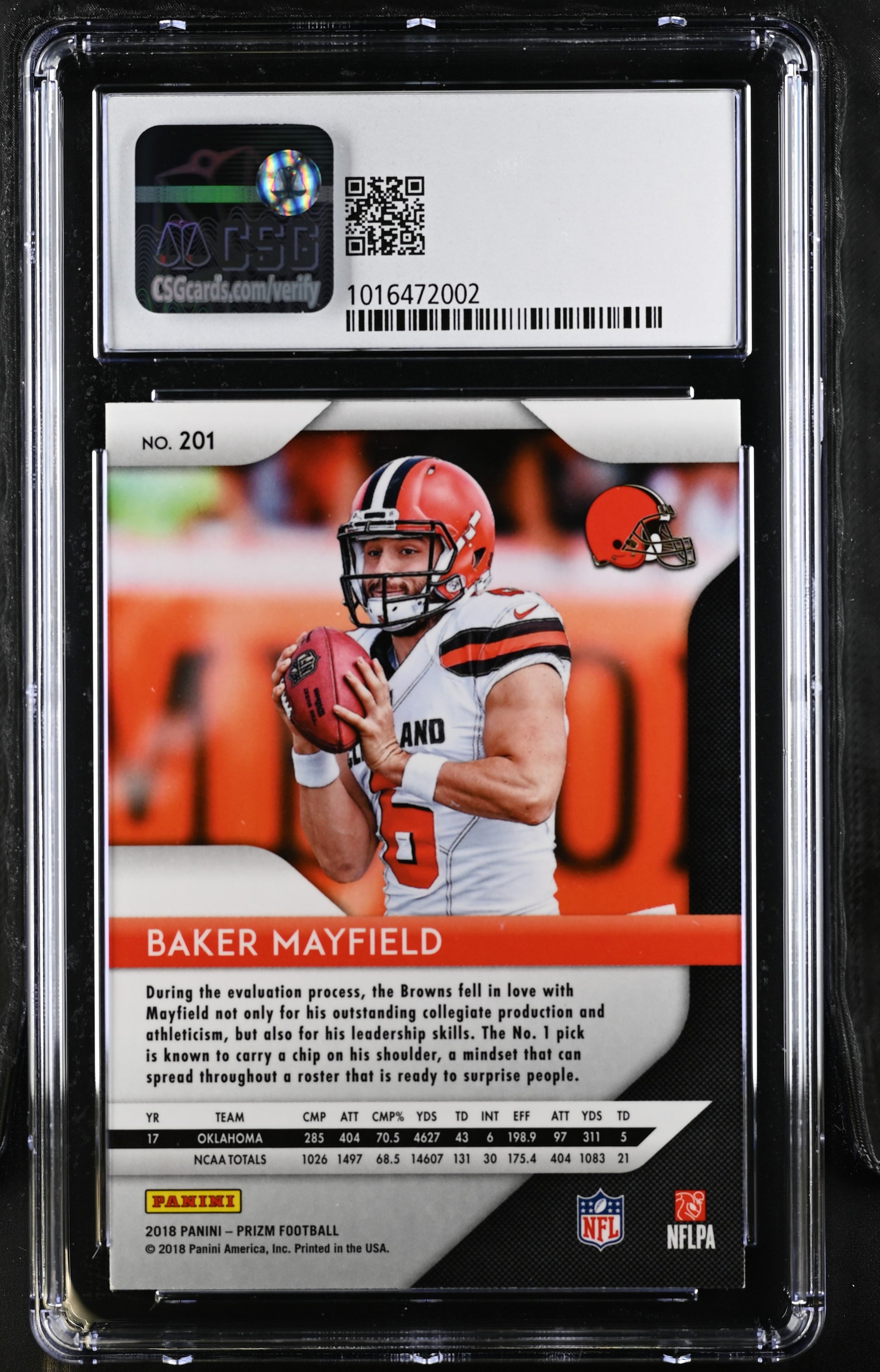 2018 Prizm #201 Baker Mayfield CGC 8.5