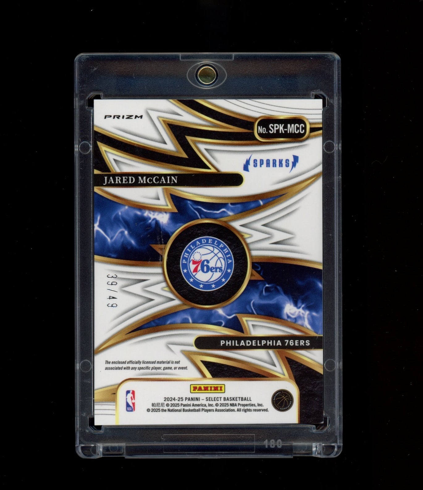 2024-25 Panini Select #SPK-MCC Jared McCain Sparks Copper Prizms #/49