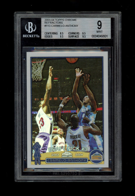 2003-04 Topps Chrome Refractors #113 Carmelo Anthony BGS 9.0