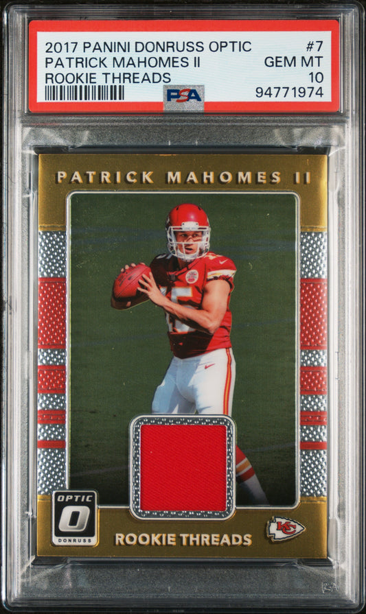 2017 Panini Optic Rookie Threads #7 Patrick Mahomes Ii Rookie Threads PSA 10