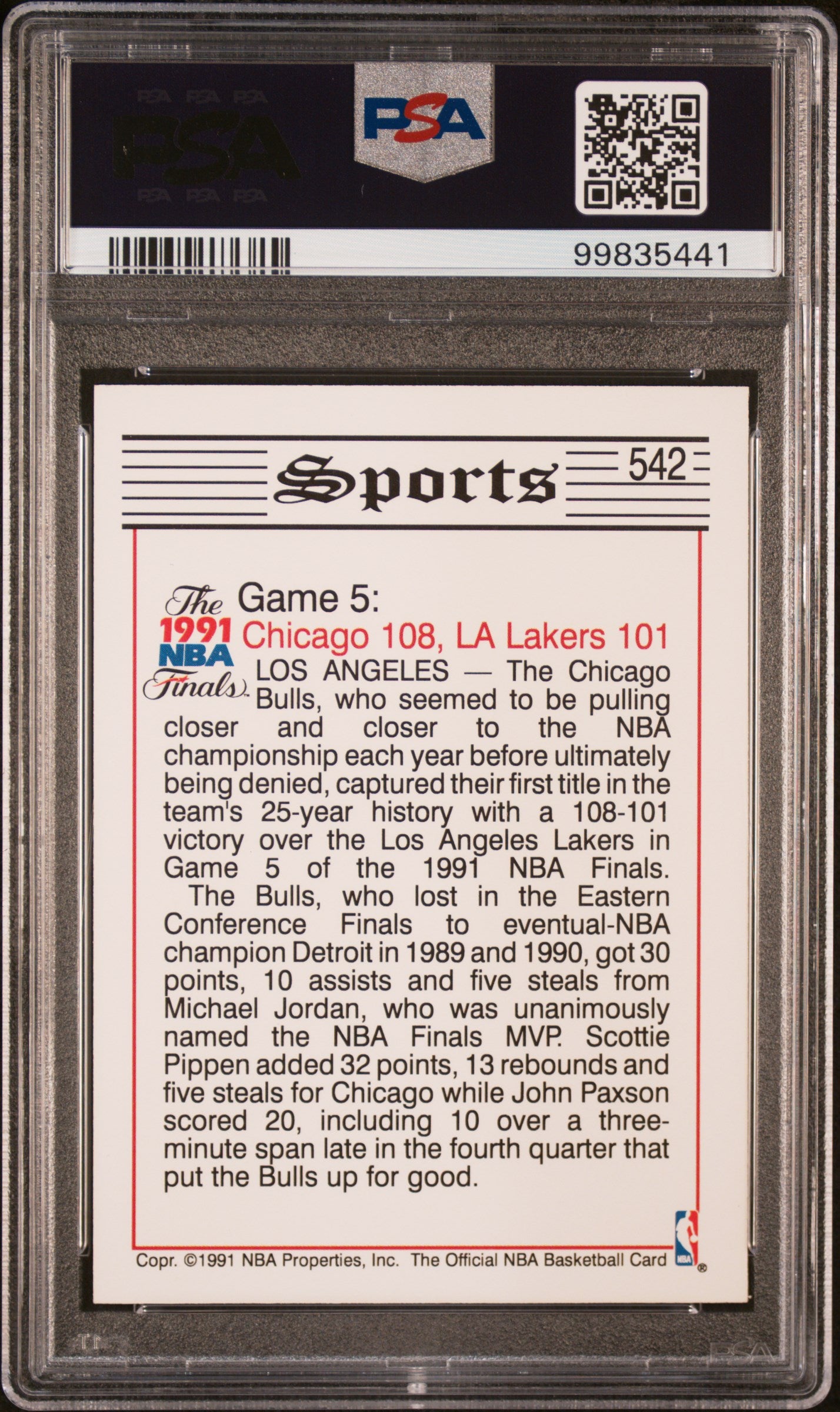 1991 Hoops #542 M.Johnson/M.Jordan PSA 9