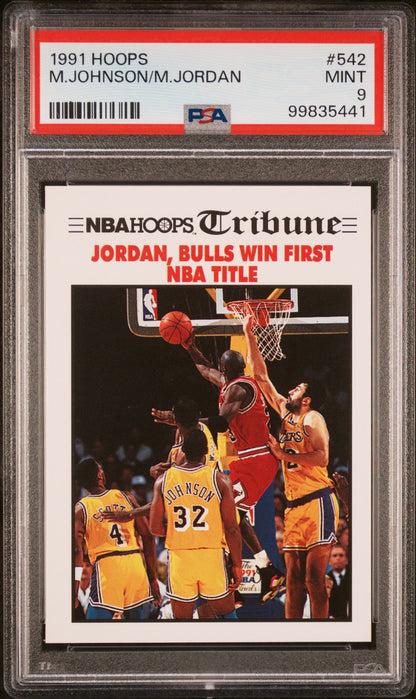 1991 Hoops #542 M.Johnson/M.Jordan PSA 9