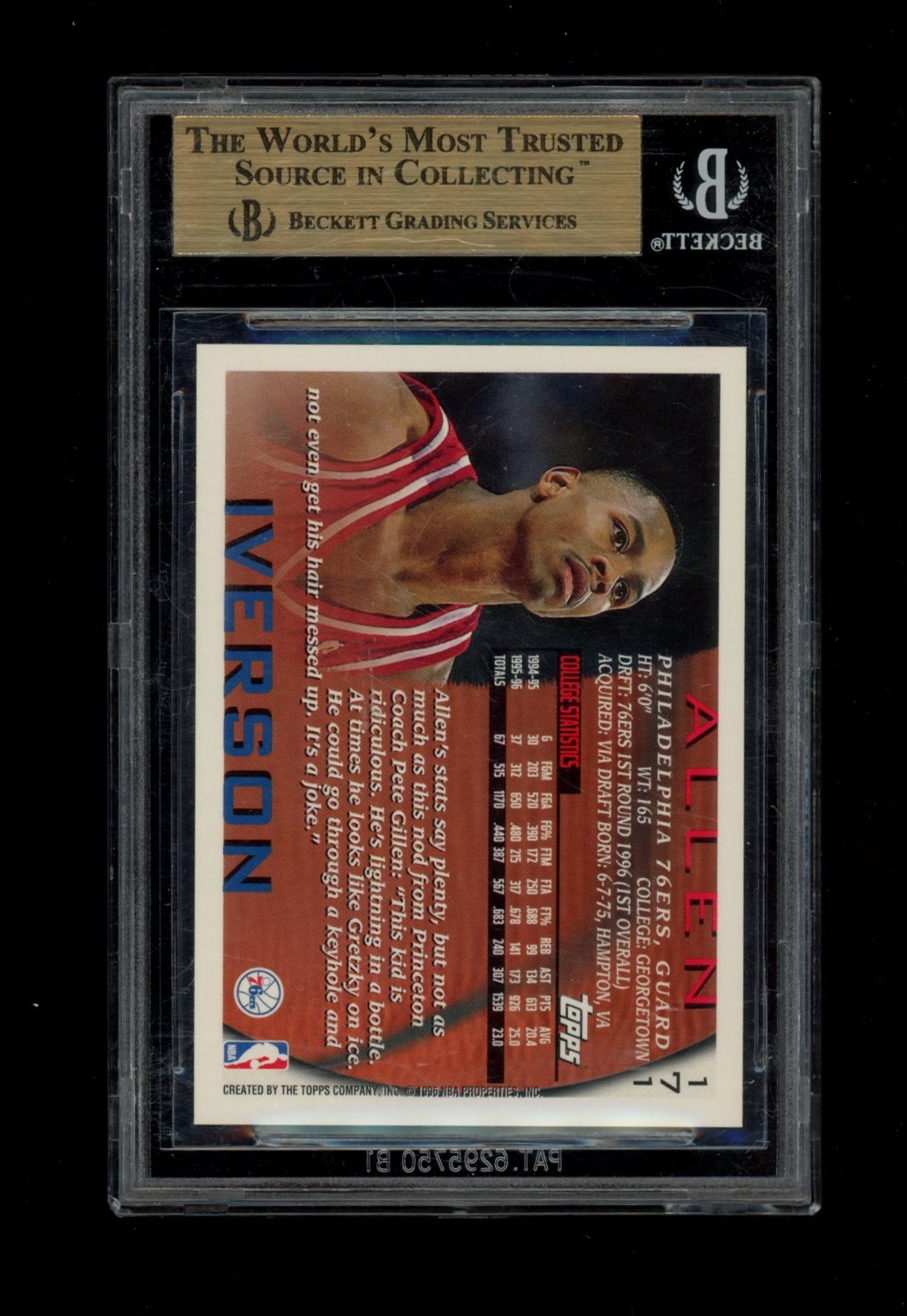 1996-97 Topps #171 Allen Iverson BGS 9.5