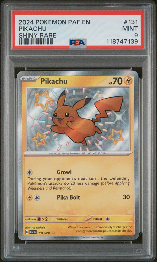 2024 Pokemon Paf En-Paldean Fates #131 Pikachu Shiny Rare PSA 9