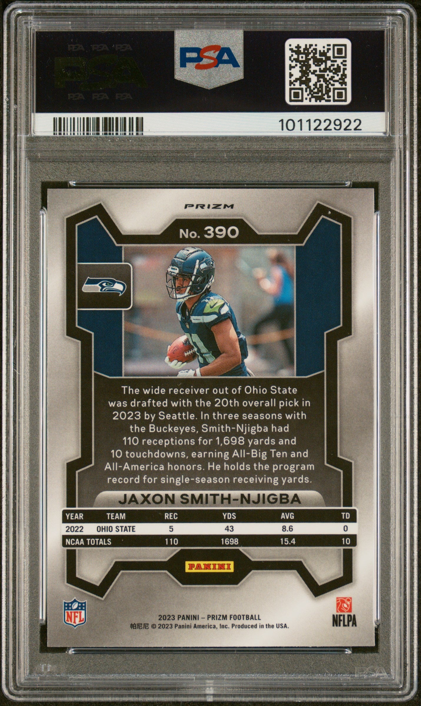 2023 Panini Prizm #390 Jaxon Smith-Njigba Silver Prizm PSA 10