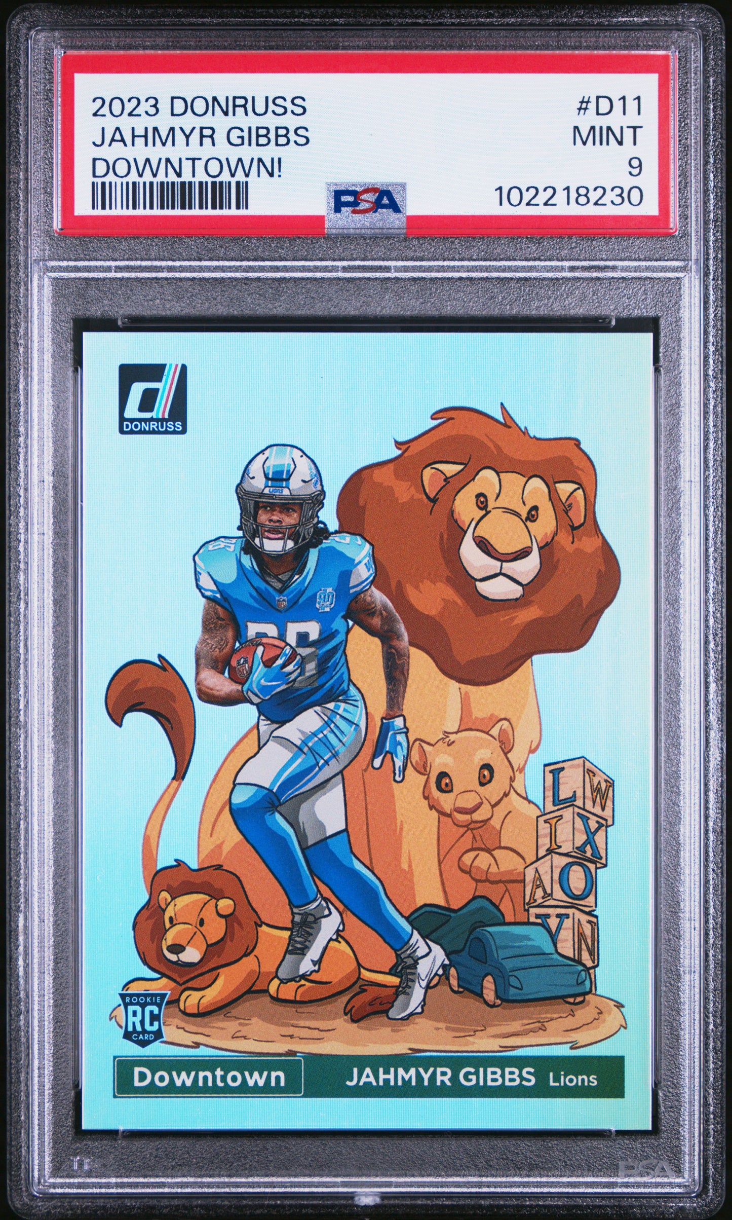 2023 Panini Donruss Downtown! #D11 Jahmyr Gibbs PSA 9