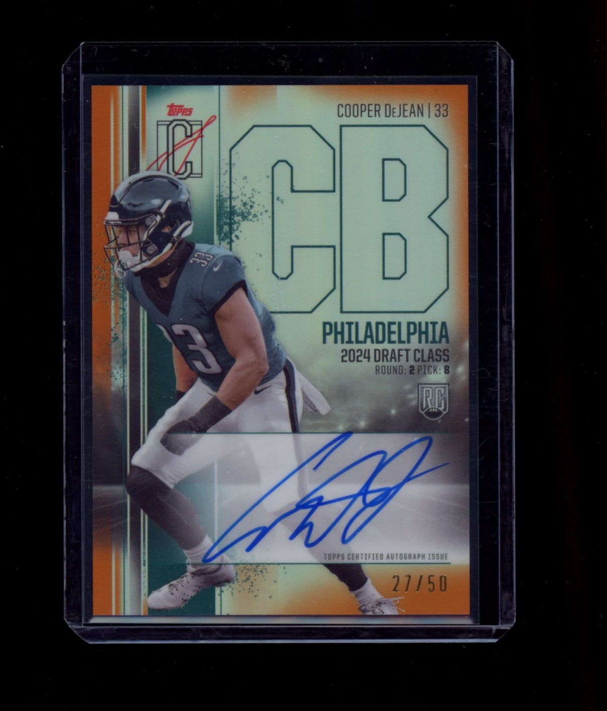 2024 Topps Sig Class #RCV-CDE Cooper DeJean\Variation Orange Refractor #/50