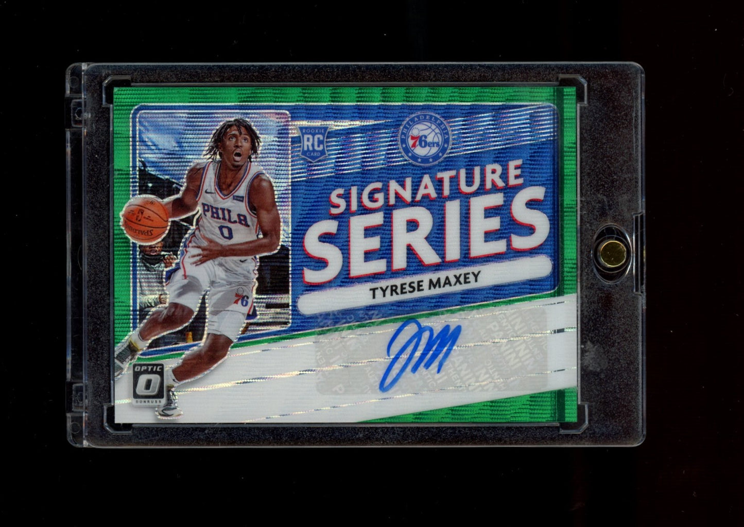 2020-21 Donruss Optic #SS-TYM Tyrese Maxey Signature Series Green Wave