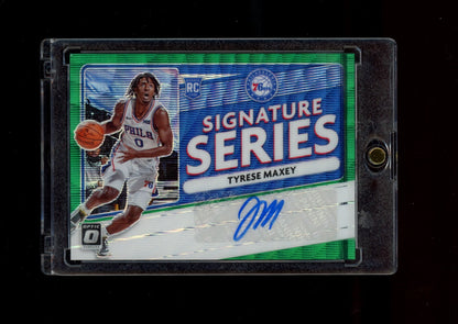2020-21 Donruss Optic #SS-TYM Tyrese Maxey Signature Series Green Wave