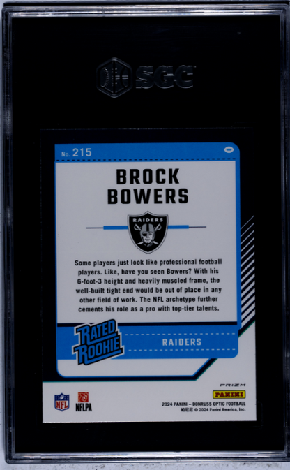 2024 Donruss Optic #215 Brock Bowers Holo Prizm SGC 10