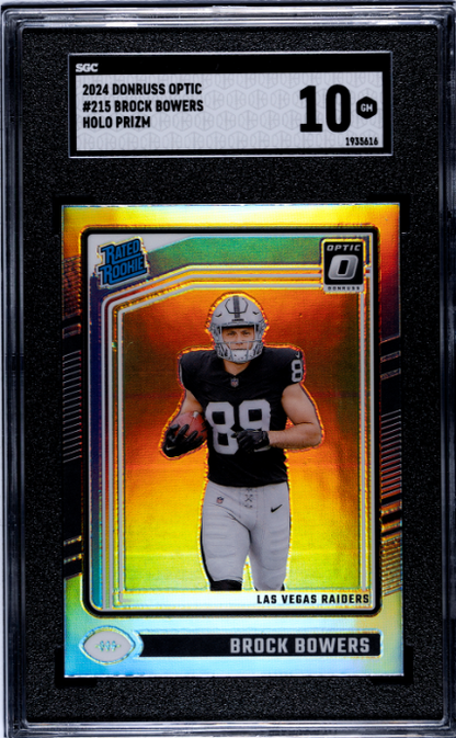 2024 Donruss Optic #215 Brock Bowers Holo Prizm SGC 10