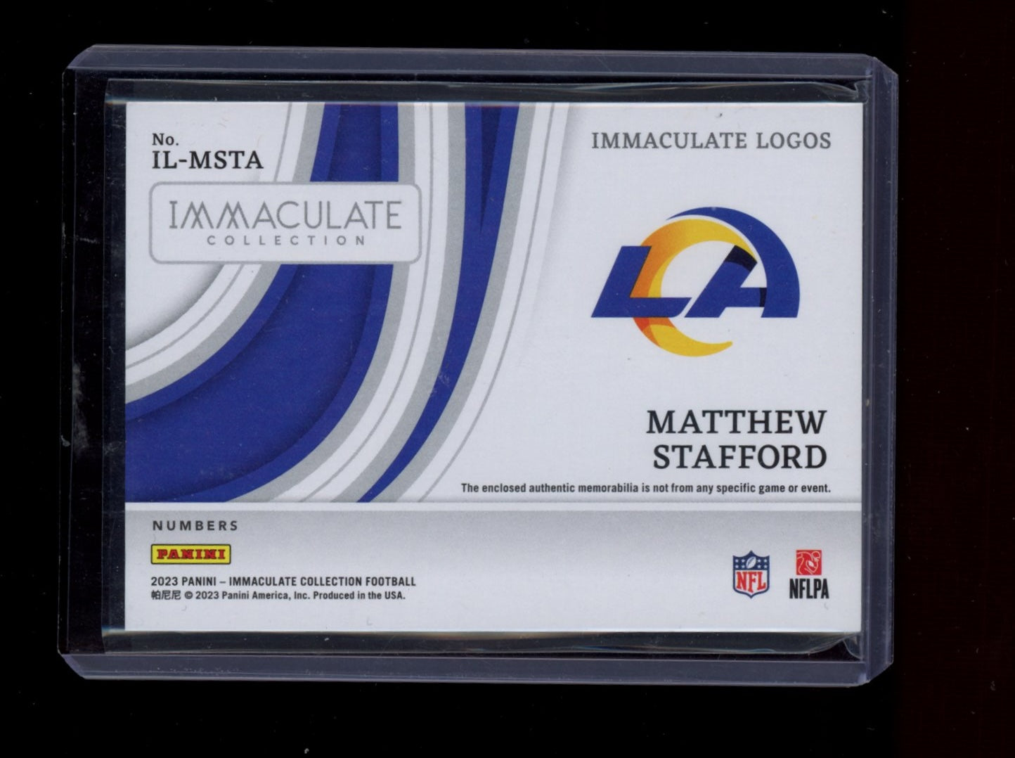 2023 Panini Immaculate Collection #IL-MSTA Matthew Stafford Immac Numbers #/25