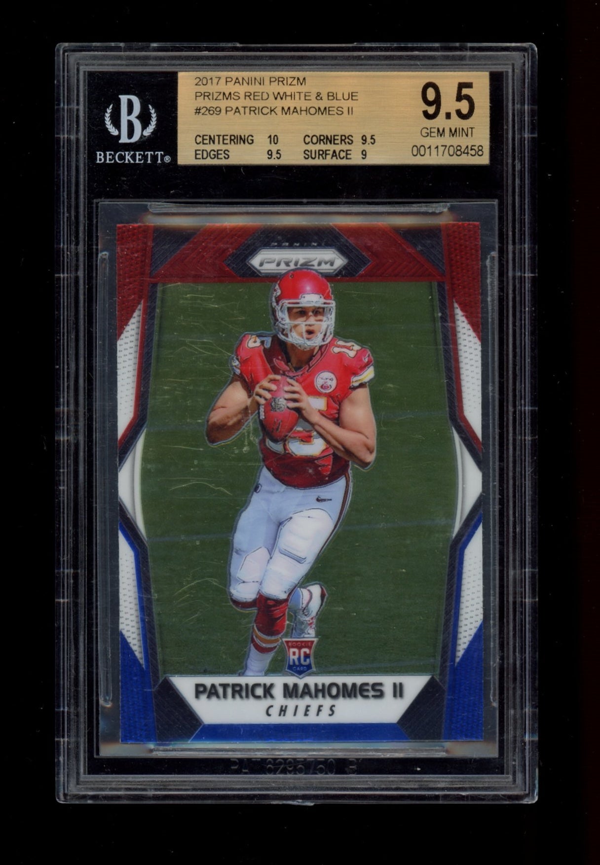 2017 Panini Prizm Prizms Red White and Blue #269 Patrick Mahomes II BGS 9.5