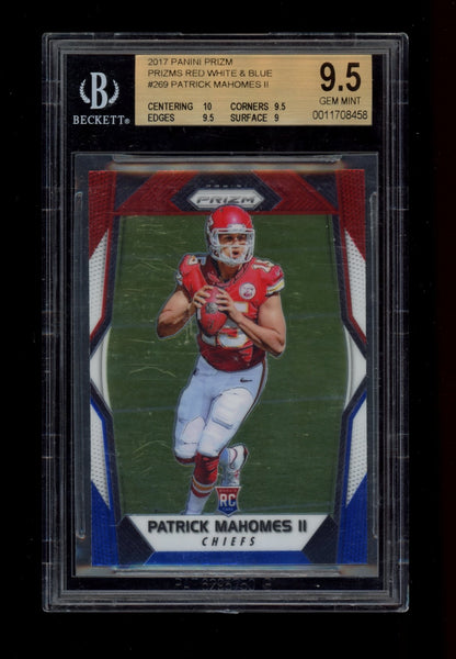 2017 Panini Prizm Prizms Red White and Blue #269 Patrick Mahomes II BGS 9.5
