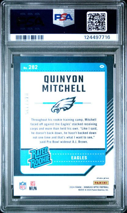2024 Panini Donruss Optic #282 Quinyon Mitchell Red /125 PSA 10 POP 1