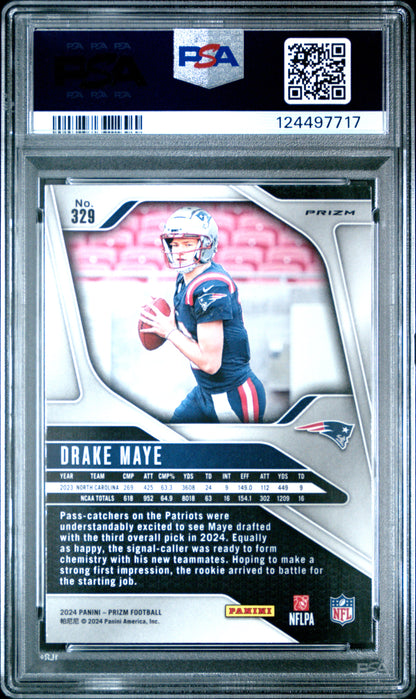 2024 Panini Prizm #329 Drake Maye Lazer Prizm PSA 10