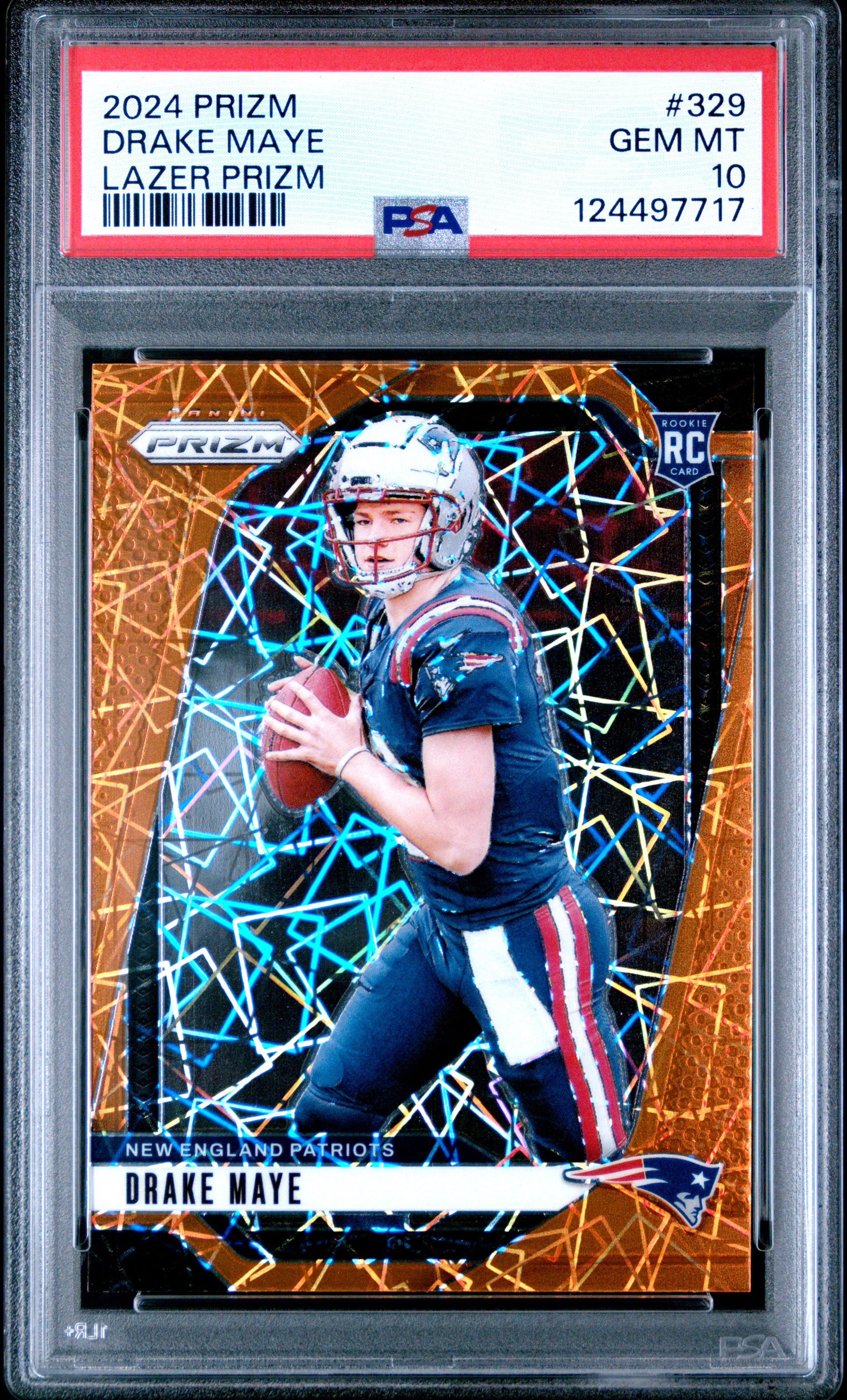 2024 Panini Prizm #329 Drake Maye Lazer Prizm PSA 10