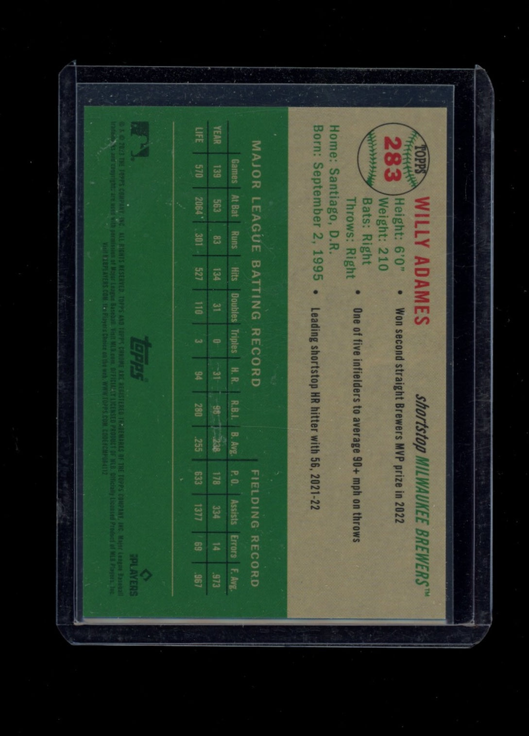 2023 Topps Chrome Platinum Anniversary #283 Willy Adames Gold Refractors #/50