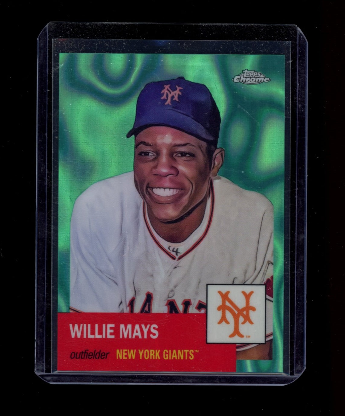 2022 Topps Chrome Platinum Anniversary #24 Willie Mays Aqua Lava Refractor #/299