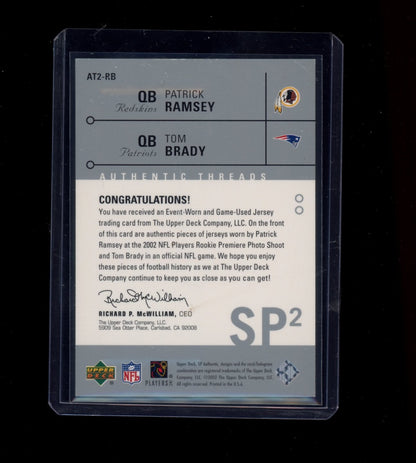 2002 SP Authentic #AT2-RB Patrick Ramsey / Tom Brady MEM Authentic Threads