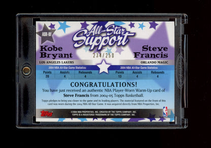 2004-05 Topps #ASR-BF Kobe Bryant / Steve Francis All-Star Support Relics #/250