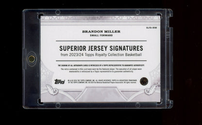 2023-24 Topps Royalty #SJS-BM Brandon Miller Superior Jersey Sig Blue #/25