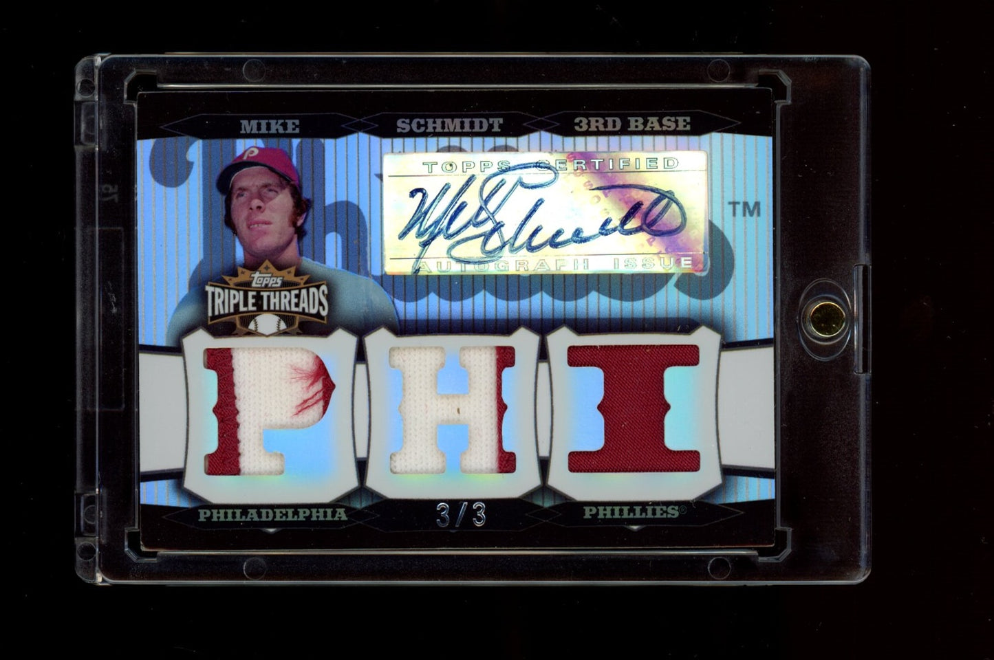2006 Topps Triple Threads #TTRA-83 Mike Schmidt Relic Autograph Platinum #/3