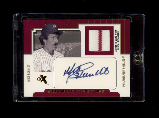 2004 Fleer E-X #ST/MS Mike Schmidt Signings-of-the-Times-Best-Year #/80