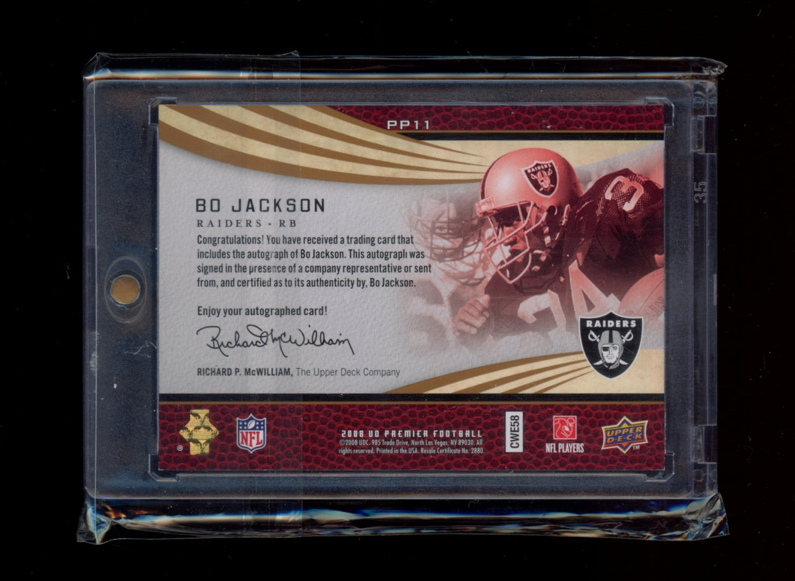 2008 Upper Deck Premier #PP11 Bo Jackson Penmanship Autographs Bronze #/99