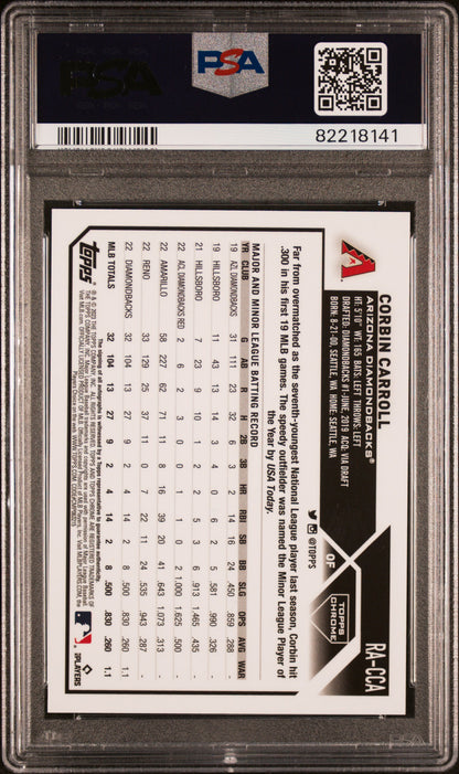 2023 Topps Chrome #RACCA Corbin Carroll Rookie Auto-Green /99 PSA 10