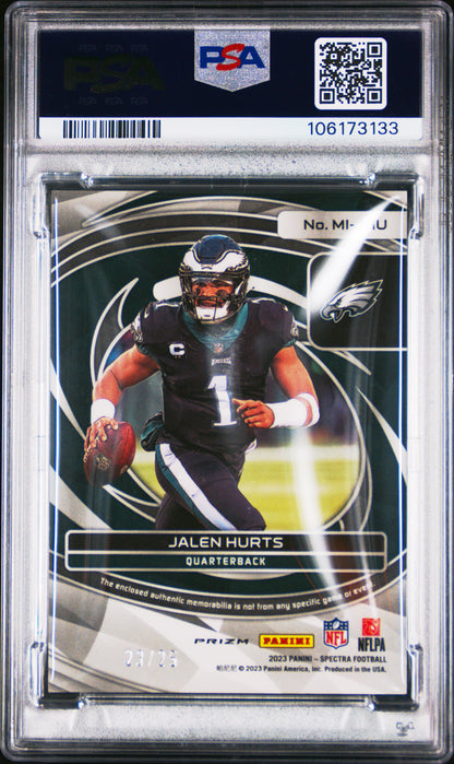 2023 Panini Spectra Relics #MIJHU Jalen Hurts Meta /25 PSA 10 POP 1