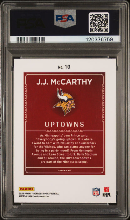 2024 Panini Donruss Optic Uptowns #10 Jj Mccarthy PSA 9