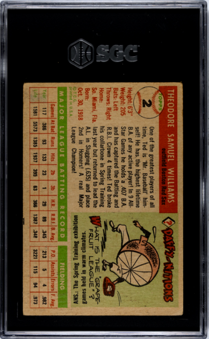 1955 Topps #2 Ted Williams SGC 2.5
