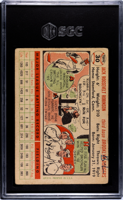 1956 Topps #30 Jackie Robinson White Back SGC 1.5