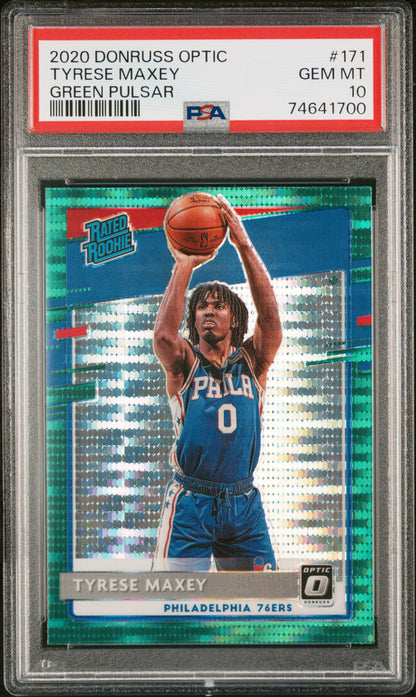 2020 Panini Donruss Optic #171 Tyrese Maxey Green Pulsar PSA 10