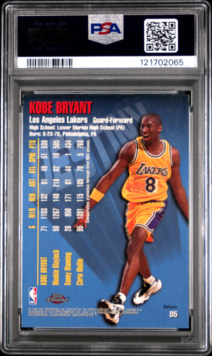 1997 Topps Chrome Destiny #D5 Kobe Bryant Refractor PSA 8
