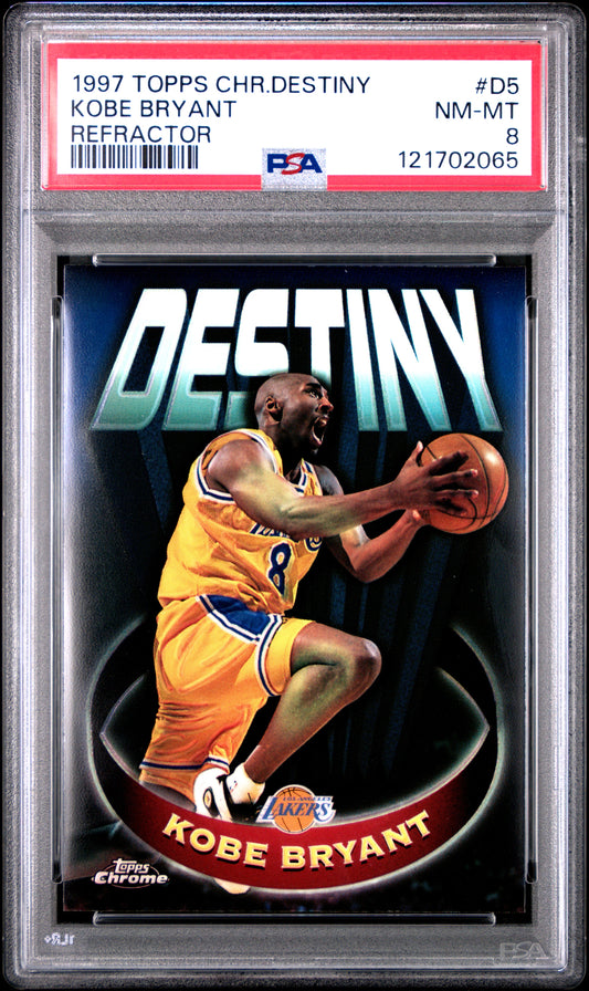 1997 Topps Chrome Destiny #D5 Kobe Bryant Refractor PSA 8