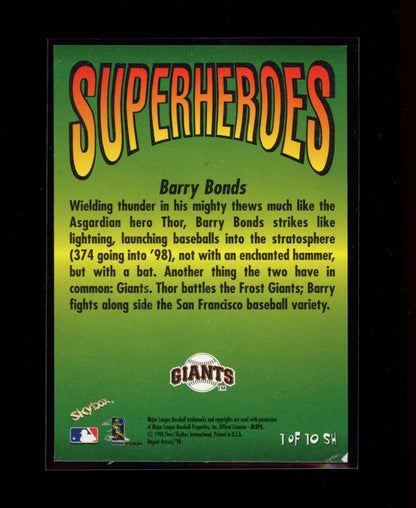1998 SkyBox Dugout Axcess #1SH Barry Bonds / Thor SuperHeroes