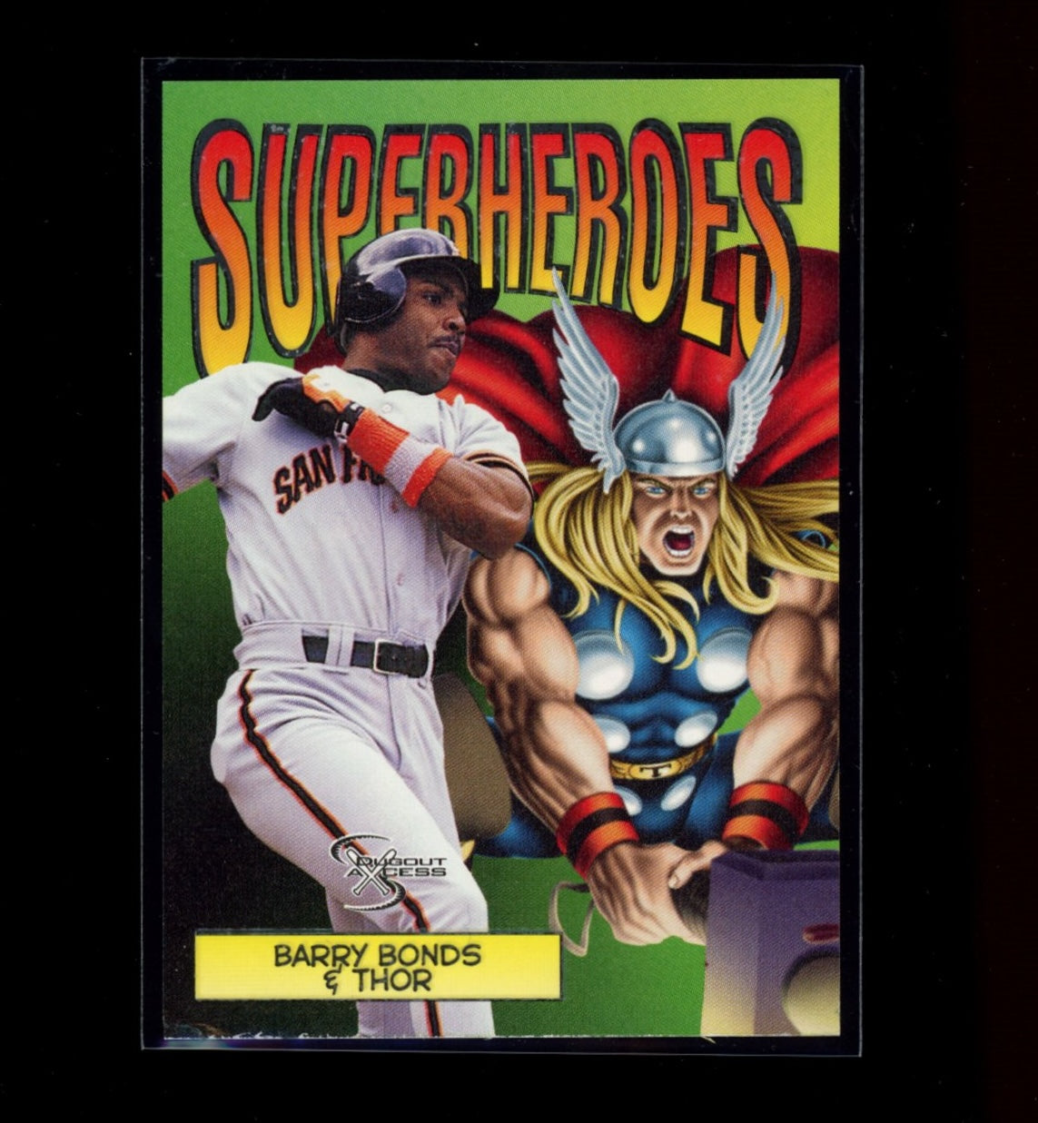 1998 SkyBox Dugout Axcess #1SH Barry Bonds / Thor SuperHeroes