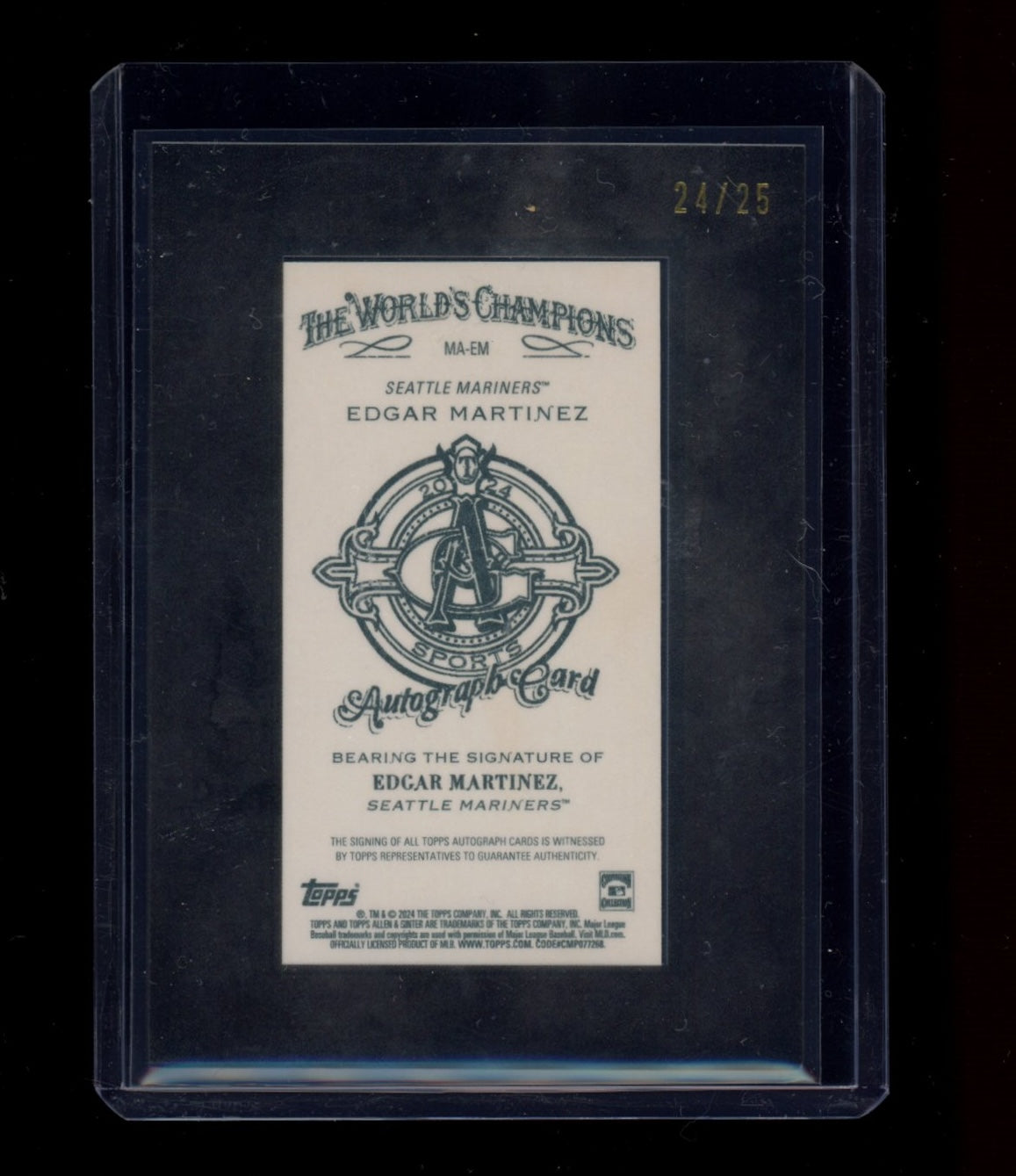 2024 Topps Allen & Ginter #MA-EM Edgar Martinez Framed mini auto Black #/25